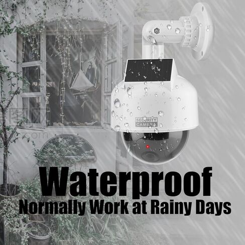 ASHATA Security Camera Dome Dummy Camera Indoor/Outdoor Realistic Solar Waterproof Camera Flashing LED Light for Home/Warehouse/Shops in Saudi Arabia