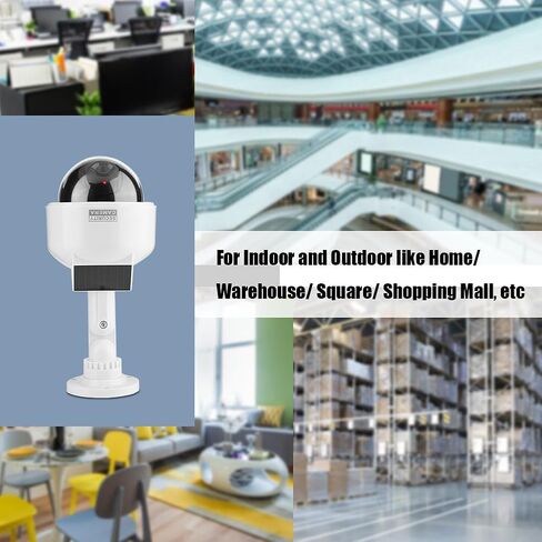 ASHATA Security Camera Dome Dummy Camera Indoor/Outdoor Realistic Solar Waterproof Camera Flashing LED Light for Home/Warehouse/Shops in Saudi Arabia