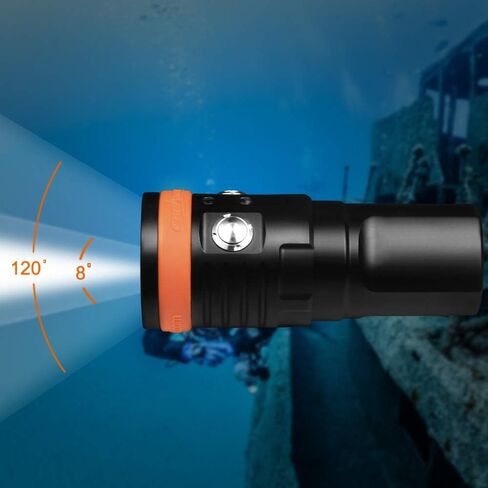 ORCATORCH D950V 2.0 Scuba Diving Video Light, Max 10500 Lumen LED Underwater Flashlight with 120 Degree Wide Angle Beam, Underwater 150 Meters Diving Photography Light with Spherical Toughened Glass in Kuwait