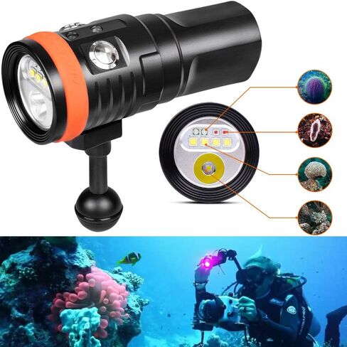 ORCATORCH D950V 2.0 Scuba Diving Video Light, Max 10500 Lumen LED Underwater Flashlight with 120 Degree Wide Angle Beam, Underwater 150 Meters Diving Photography Light with Spherical Toughened Glass in Kuwait