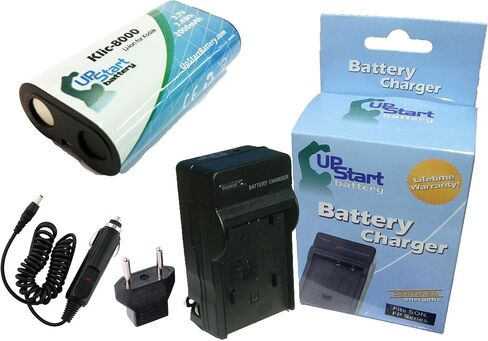 Replacement for Kodak Easyshare Z812 is Zoom Battery and Charger with Car Plug and EU Adapter - Compatible with Kodak KLIC-8000 Digital Camera Batteries and Chargers (2000mAh 3.7V Lithium-Ion) in Saudi Arabia