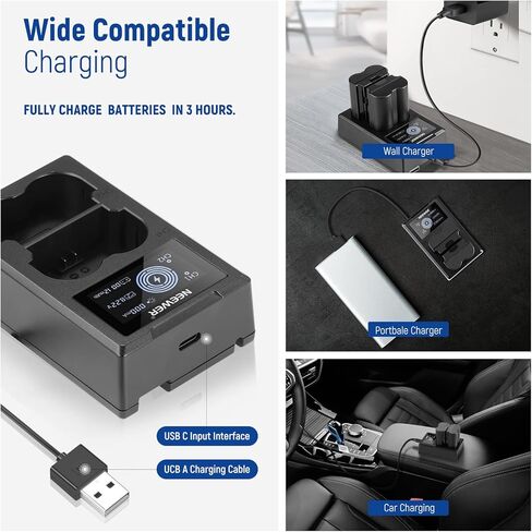 NEEWER NP-W235 Camera Battery Charger Set, Dual Slot USB Charger with LCD, 2 Pack 2400mAh Replacement Batteries Compatible with Fujifilm X-T5 X-T4 GFX 100S X-H2S GFX 50S II VG-XT4 Battery Grip in Kuwait