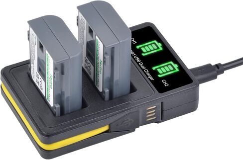 Tectra 2-Pack NB-2L NB-2LH Battery and LED Dual USB Charger Kit for Canon NB-2L NB-2LH BP-2L5 BP-2LH and Canon DC301 DC310 DC320 DC330 DC410 DC420 Elura 40 50 60 65 70 80 85 90 EOS 350D 400D Camera in Saudi Arabia
