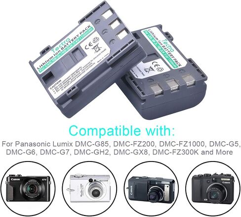 Tectra 2-Pack NB-2L NB-2LH Battery and LED Dual USB Charger Kit for Canon NB-2L NB-2LH BP-2L5 BP-2LH and Canon DC301 DC310 DC320 DC330 DC410 DC420 Elura 40 50 60 65 70 80 85 90 EOS 350D 400D Camera in Saudi Arabia