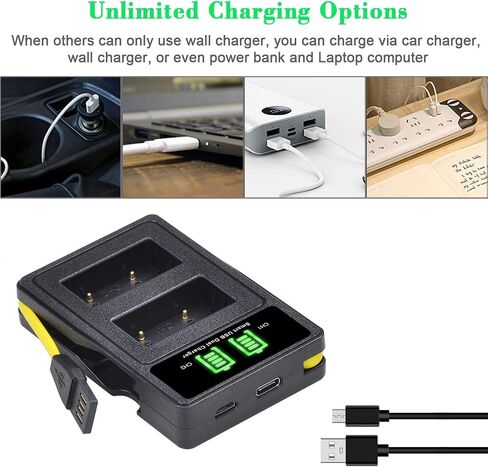 Tectra 2-Pack NB-2L NB-2LH Battery and LED Dual USB Charger Kit for Canon NB-2L NB-2LH BP-2L5 BP-2LH and Canon DC301 DC310 DC320 DC330 DC410 DC420 Elura 40 50 60 65 70 80 85 90 EOS 350D 400D Camera in Saudi Arabia