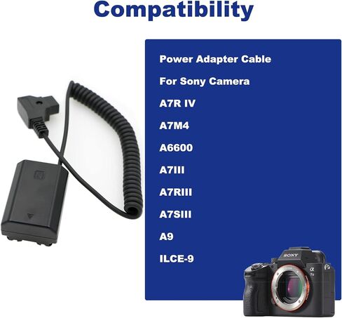 Alvin's Cables NP-FZ100 Dummy-Battery to Dtap Power Cable for Sony A7III A7R A9 ILCE-9 FX3 Digital Camera in Kuwait