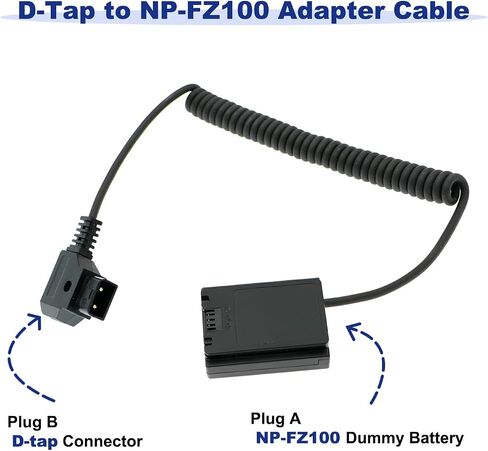 Alvin's Cables NP-FZ100 Dummy-Battery to Dtap Power Cable for Sony A7III A7R A9 ILCE-9 FX3 Digital Camera in Kuwait