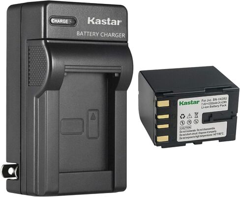 Kastar 4-Pack BN-V428 Battery and AC Wall Charger Replacement for JVC BN-V408US BN-V416US BN-V428 BN-V428U BN-V428US BN-V438US BN-V856US Battery, JVC AA-V40 Charger, JVC GY-HD110, GY-HD111 Camera in Kuwait