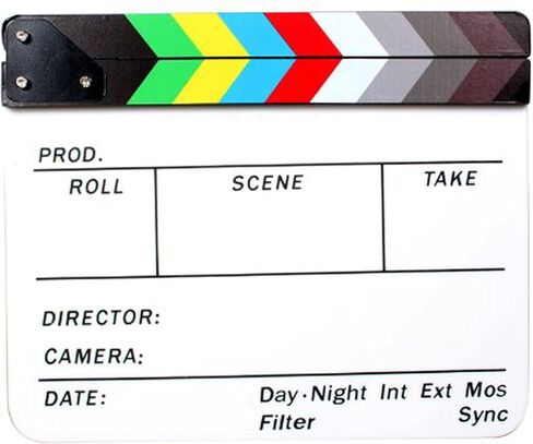 Andoer Acrylic Clapboard Dry Erase Director Film Movie Clapper Board Slate 9.6 11.7" with Color Sticks in Saudi Arabia