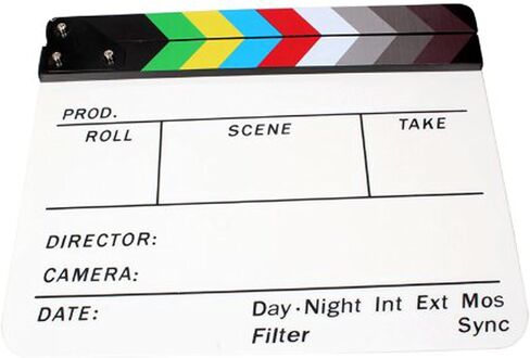 Andoer Acrylic Clapboard Dry Erase Director Film Movie Clapper Board Slate 9.6 11.7" with Color Sticks in Saudi Arabia