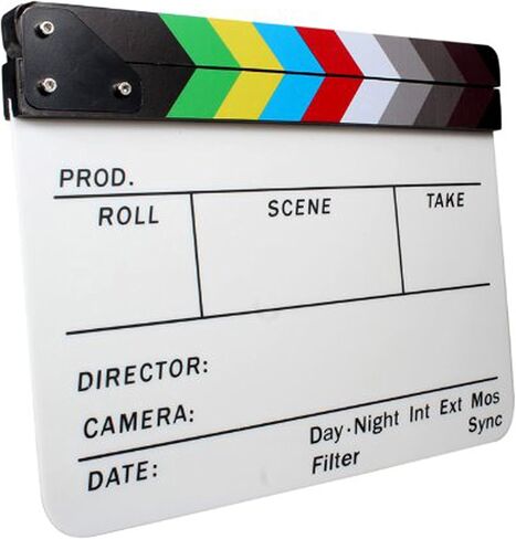 Andoer Acrylic Clapboard Dry Erase Director Film Movie Clapper Board Slate 9.6 11.7" with Color Sticks in Saudi Arabia