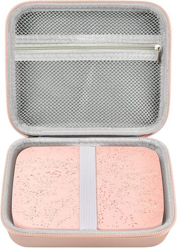 حافظة متوافقة مع طابعة الصور الفورية HP Sprocket 3x4، وحامل تخزين ومنظم حمل مع جيب شبكي لورق الزنك، وألبوم الصور، وأقلام التحديد، والملصقات وغيرها من الملحقات (العلبة فقط) - ذهبي وردي in Kuwait