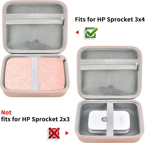 حافظة متوافقة مع طابعة الصور الفورية HP Sprocket 3x4، وحامل تخزين ومنظم حمل مع جيب شبكي لورق الزنك، وألبوم الصور، وأقلام التحديد، والملصقات وغيرها من الملحقات (العلبة فقط) - ذهبي وردي in Kuwait