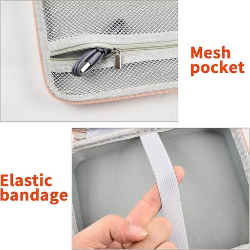 حافظة متوافقة مع طابعة الصور الفورية HP Sprocket 3x4، وحامل تخزين ومنظم حمل مع جيب شبكي لورق الزنك، وألبوم الصور، وأقلام التحديد، والملصقات وغيرها من الملحقات (العلبة فقط) - ذهبي وردي in Kuwait