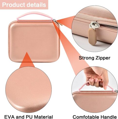 حافظة متوافقة مع طابعة الصور الفورية HP Sprocket 3x4، وحامل تخزين ومنظم حمل مع جيب شبكي لورق الزنك، وألبوم الصور، وأقلام التحديد، والملصقات وغيرها من الملحقات (العلبة فقط) - ذهبي وردي in Kuwait