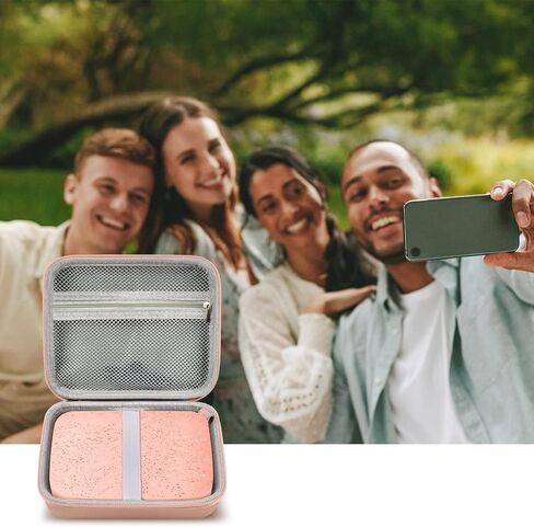 حافظة متوافقة مع طابعة الصور الفورية HP Sprocket 3x4، وحامل تخزين ومنظم حمل مع جيب شبكي لورق الزنك، وألبوم الصور، وأقلام التحديد، والملصقات وغيرها من الملحقات (العلبة فقط) - ذهبي وردي in Kuwait