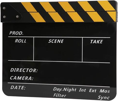 Movie Film Clap Board, Acrylic 30x25cm Movie Clappers Board, Scene Slate Board for TV Video Movie Photo Props Excellent Decoration (Yellow Strip Blackboard (PAV1YBE)) in Saudi Arabia