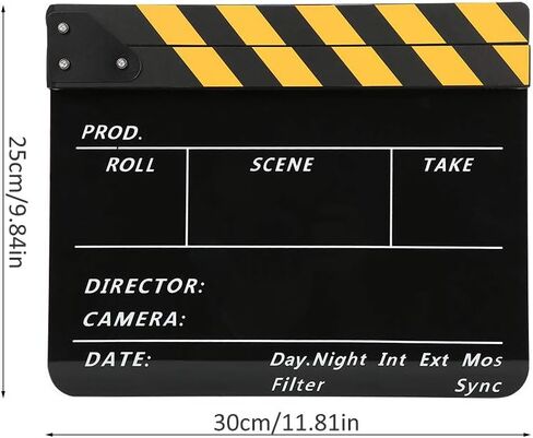 Movie Film Clap Board, Acrylic 30x25cm Movie Clappers Board, Scene Slate Board for TV Video Movie Photo Props Excellent Decoration (Yellow Strip Blackboard (PAV1YBE)) in Saudi Arabia