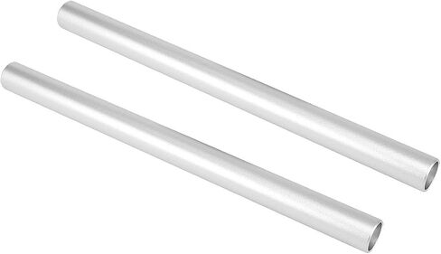 Haoge VA-PR20W 20cm (7.9 Inch) Long Aluminum Alloy Rod 15mm Rods with M12 Thread for Camera Rail Support System Rig Shoulder Pads Monitor Mount Rod Clamp Base Mattebox Follow Focus Silver, Pack of 2 in Saudi Arabia