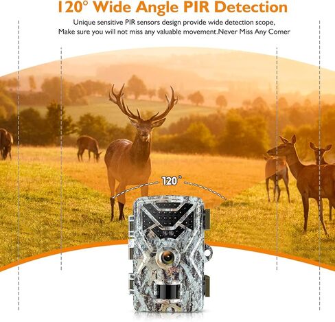 Hawkray Trail Camera 30MP 2K,Game Camera with Wide-Angle Motion Latest Sensor View 0.2s Trigger Speed 8 Batteries and 32GB SD Card 2'' HD TFT Screen Waterproof Cam for Wildlife Monitoring in Kuwait