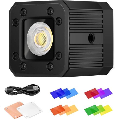 Neewer Mini COB Video Light، مقاوم للماء حتى 65 قدمًا/20 متر مصباح إضاءة إضاءة خافتة مع بطارية مدمجة 1600 مللي أمبير في الساعة / CRI95+/2400LM/1/4 بوصة خيط/12 لونًا فلاتر للهاتف الذكي DSLR اكشن كاميرا in Saudi Arabia
