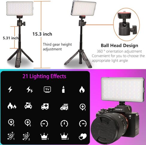 RGB فيديو ضوء المحمولة LED أضواء الكاميرا لوحة 360 درجة كامل اللون CRI96 عكس الضوء 2500K-9900K / 4000mAh قابلة للشحن LED إضاءة DSLR للتصوير الفوتوغرافي / مؤتمر الفيديو / يوتيوب / TikTok Live in Kuwait