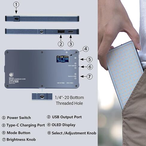 RGB فيديو ضوء المحمولة LED أضواء الكاميرا لوحة 360 درجة كامل اللون CRI96 عكس الضوء 2500K-9900K / 4000mAh قابلة للشحن LED إضاءة DSLR للتصوير الفوتوغرافي / مؤتمر الفيديو / يوتيوب / TikTok Live in Kuwait