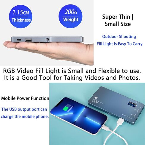 RGB فيديو ضوء المحمولة LED أضواء الكاميرا لوحة 360 درجة كامل اللون CRI96 عكس الضوء 2500K-9900K / 4000mAh قابلة للشحن LED إضاءة DSLR للتصوير الفوتوغرافي / مؤتمر الفيديو / يوتيوب / TikTok Live in Kuwait