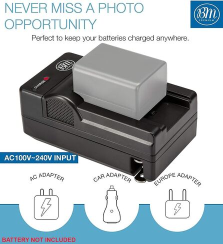BM Premium BP718, BP727 Battery Charger for Canon HFR80, HFR82, HFR800, HFR70, HFR72, HFR700, HFM52, HFM500, HFR30, HFR32, HFR300, HFR40, HFR42, HFR400, HFR50, HFR52, HFR500, HFR60, HFR62, HFR600 in Saudi Arabia