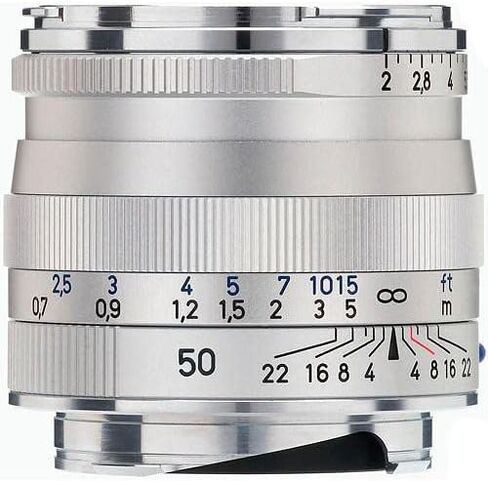 عدسة كاميرا ZEISS Ikon Planar T* ZM 2/50 القياسية لكاميرات Leica M-Mount Rangefinder، فضي in Kuwait