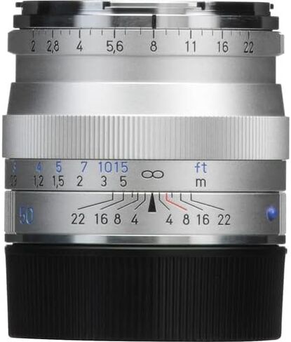 عدسة كاميرا ZEISS Ikon Planar T* ZM 2/50 القياسية لكاميرات Leica M-Mount Rangefinder، فضي in Kuwait