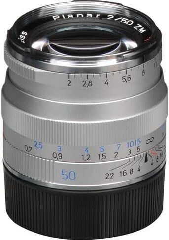 عدسة كاميرا ZEISS Ikon Planar T* ZM 2/50 القياسية لكاميرات Leica M-Mount Rangefinder، فضي in Kuwait