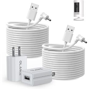 OLAIKE (3 Pack) 8m/26ft Charge Cable for Ring Stick Up Cam Battery/Plug-in & Ring Spotlight Cam Battery, Weatherproof Power Adapter Keep Charge Your Camera (No Camera), White in Kuwait