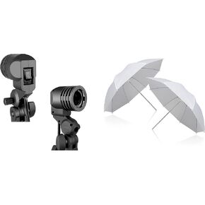 EMART Light Bulb Stand and 33inch Photography Umbrella, E26 / E27 AC Socket Lamp Holder with Professional Photo Video Studio Lighting Flash Translucent White Soft Umbrella - 2 Pack in Saudi Arabia