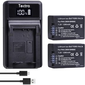 Tectra 2 Pack DMW-BMB9 DMW-BMB9E DMW-BMB9PP Battery and LED USB Charger for Panasonic Lumix DC-FZ80, DMC-FZ40K, DMC-FZ45K, DMC-FZ47K, DMC-FZ48K, DMC-FZ60, DMC-FZ70, DMC-FZ100, DMC-FZ150 Digital Camera in Kuwait