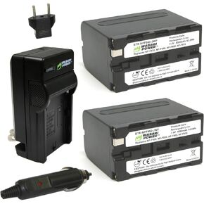 Wasabi Power Battery (2-Pack) and Charger for Sony NP-F950, NP-F960, NP-F970, NP-F975 (L Series) in Kuwait