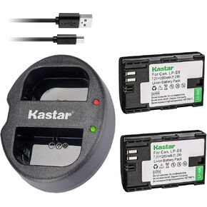 Kastar Battery x2 + Dual USB Charger for LP-E6 LP-E6N, EOS 60D 60Da EOS 70D XC10 EOS 5D Mark II 5D Mark III 5D Mark IV, EOS 5DS 5DS R, EOS 6D 7D Mark II, BG-E14 BG-E13 BG-E11 BG-E9 BG-E7 BG-E6 in Saudi Arabia