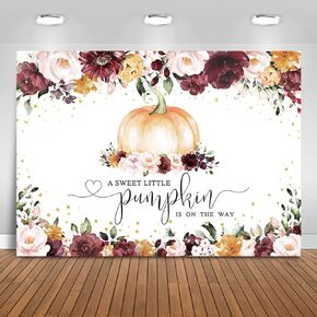 Mocsicka Burgundy Fall Pumpkin Baby Shower Backdrop Girl Autumn Baby Shower Background Little Pumpkin Baby Shower Party Decorations Banner Photo Studio Props (5x3ft) in Saudi Arabia