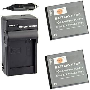 DSTE Replacement for 2X SLB-07A Battery + DC91 Travel and Car Charger Adapter Compatible Samsung PL150 ST45 ST50 ST500 ST550 ST560 ST600 TL100 TL210 TL220 TL90 as SLB-07 SLB-07B SLB-07EP in Saudi Arabia