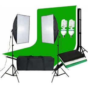 Photo Studio Softbox Continuous Lighting Kit Background Soft Box Light Stand+ 3 Backdrops + 2 * 2M Backdrop Support Kit in Saudi Arabia