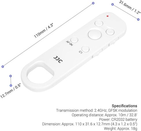 JJC RMT-P1BT Bluetooth Wireless Remote Control Commander for Sony ZV-1 II ZV1 ZV-E1 ZV1F ZV-1F RX100 VII ZV-E10 II A6700 A6600 A6100 A7CR A7C II A7CII A7IV A7III A7R IV A7RV A7S III A1 A9III FX30 FX3 in Kuwait