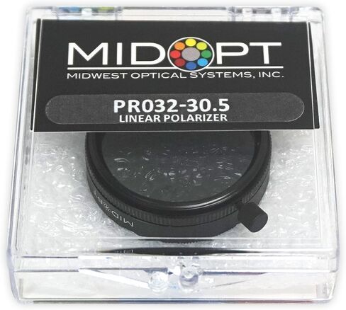 MidOpt Linear Polarizer for Machine Vision, Polarizing Filter, Glare Reduction, PR032-27, Fits M27 Lens Filter Thread in Kuwait