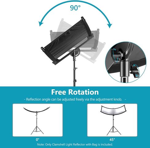 Neewer Clamshell Light Reflector Diffuser with Carrying Bag, 66"×24"/155x61cm Photography Curved Lighting Reflector for Photo Studio Photography, Black/White/Gold/Silver Colors (Stand Not Included) in Saudi Arabia