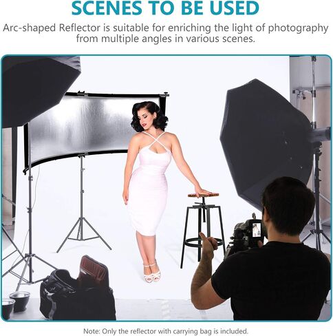 Neewer Clamshell Light Reflector Diffuser with Carrying Bag, 66"×24"/155x61cm Photography Curved Lighting Reflector for Photo Studio Photography, Black/White/Gold/Silver Colors (Stand Not Included) in Saudi Arabia