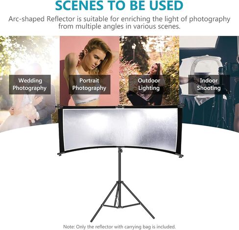 Neewer Clamshell Light Reflector Diffuser with Carrying Bag, 66"×24"/155x61cm Photography Curved Lighting Reflector for Photo Studio Photography, Black/White/Gold/Silver Colors (Stand Not Included) in Saudi Arabia