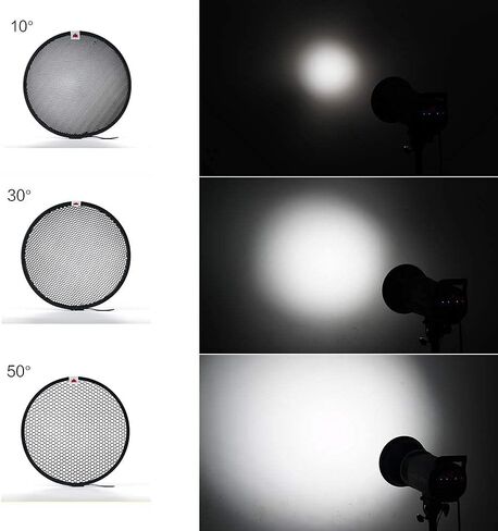 Soonpho 7" Standard Reflector Diffuser Lamp Shade Dish with 10° /30°/ 50° Degree Honeycomb Grid White Soft Cloth for Bowens Mount Studio Strobe Flash Light Speedlite in Saudi Arabia