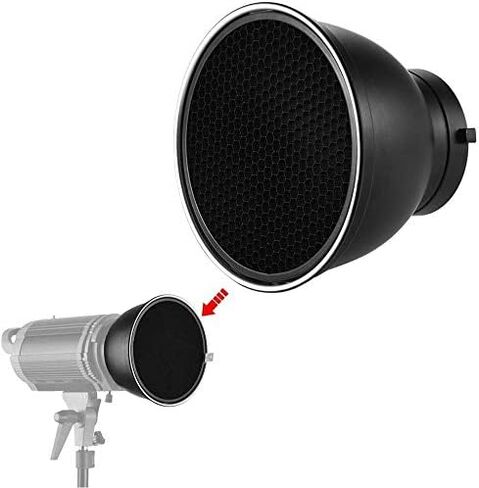 Soonpho 7" Standard Reflector Diffuser Lamp Shade Dish with 10° /30°/ 50° Degree Honeycomb Grid White Soft Cloth for Bowens Mount Studio Strobe Flash Light Speedlite in Saudi Arabia