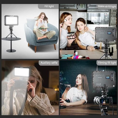 مصباح فيديو من سوربورت، مصباح فيديو LED رفيع للغاية محمول، شاشة LCD مدمجة، ضوء زر قابل للتعتيم بلونين + بطارية مدمجة in Kuwait