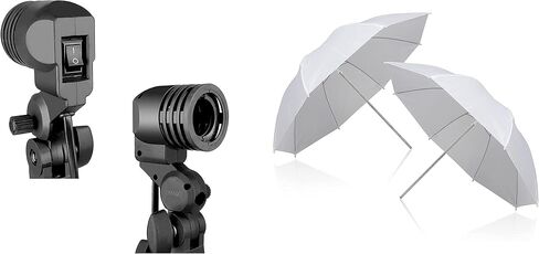 EMART Light Bulb Stand and 33inch Photography Umbrella, E26 / E27 AC Socket Lamp Holder with Professional Photo Video Studio Lighting Flash Translucent White Soft Umbrella - 2 Pack in Saudi Arabia