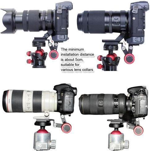 iShoot Portable Telephoto Lens Bracket, Foldable Long Focus Lens Support, Zoom Lens Stand, 2-in1 Camera Quick Release Plate Compatible with Manfrotto 200PL & Arca-Swiss Fit Tripod Ball Head Clamp in Kuwait
